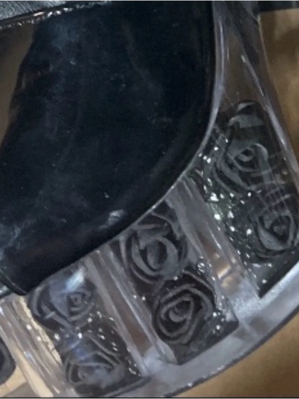 Women’s Black Clear Platform Sandals with Rose Detail